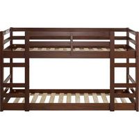 Walker Edison - Solid Wood Low Twin over Twin Bunk Bed - Walnut