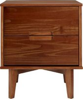 Walker Edison - Mid Century 24&quot; Modern Square Wood 2-Drawer End Table - Walnut