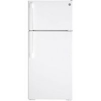 GE - 16.6 Cu. Ft. Top-Freezer Refrigerator with Edge-to-Edge Glass Shelves - White