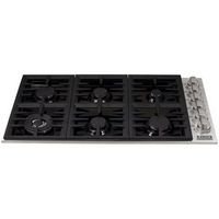 ZLINE - 36" Gas Cooktop with 6 Gas Burners and Black Porcelain Top - Black