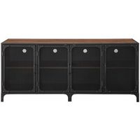 Walker Edison - Industrial Mesh Metal TV Stand Cabinet for Most Flat-Panel TVs Up to 70&quot; - Dark W...