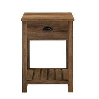 Walker Edison - Rectangular Country High-Grade MDF 1-Drawer Side Table - Rustic Oak
