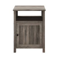 Walker Edison - Farmhouse Groove Door Side Table Cabinet - Gray Wash
