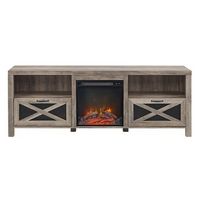 Walker Edison - 70&quot; Modern Farmhouse Drop Door Cabinet Fireplace TV Stand for Most TVs up to 80&quot; ...