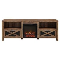 Walker Edison - 70&quot; Modern Farmhouse Drop Door Cabinet Fireplace TV Stand for Most TVs up to 80&quot; ...