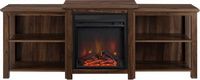 Walker Edison - Traditional Open Storage Tiered Mantle Fireplace TV Stand for Most TVs up to 85&quot; ...