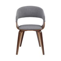 Simpli Home - Lowell Mid Century Modern Bentwood Dining Chair in Light Grey Linen Look Fabric - L...