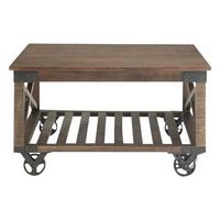 Simpli Home - Harding Square Industrial Mango Wood Coffee Table - Distressed Dark Brown