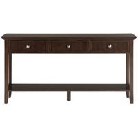 Simpli Home - Acadian SOLID WOOD 60 inch Wide Transitional Wide Console Sofa Table in - Brunette ...