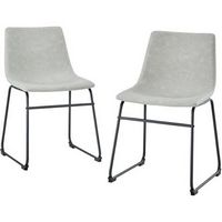 Walker Edison - 18" Industrial Faux Leather Dining Chairs (Set of 2) - Gray