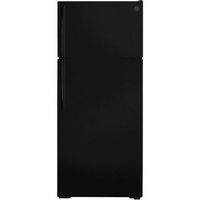 GE - 17.5 Cu. Ft. Top-Freezer Refrigerator with Edge-to-Edge Glass Shelves - Black