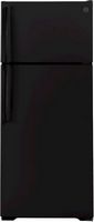 GE - 17.5 Cu. Ft. Top-Freezer Refrigerator with Edge-to-Edge Glass Shelves - Black