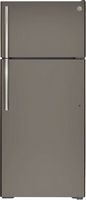 GE - 17.5 Cu. Ft. Top-Freezer Refrigerator with Edge-to-Edge Glass Shelves - Fingerprint resistan...