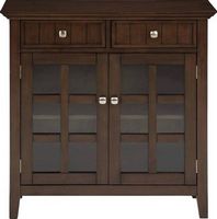 Simpli Home - Acadian SOLID WOOD 36 inch Wide Transitional Entryway Storage Cabinet in - Natural ...