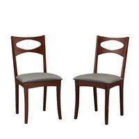 Walker Edison - Mid-Century Modern Foam &amp; Linen Fabric Dining Chairs (Set of 2) - Acorn