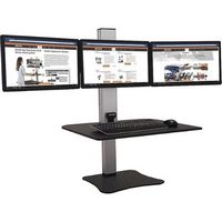 Victor - Electric Triple Monitor Standing Desk Riser - Black, Aluminum