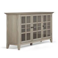 Simpli Home - Acadian SOLID WOOD 62 inch Wide Transitional Wide Storage Cabinet in Distressed Gre...