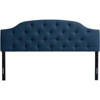 CorLiving - Diamond Button Arched-Panel Tufted Fabric King Headboard - Navy Blue