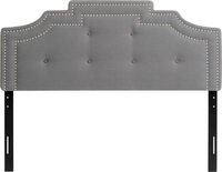 CorLiving - Crown Silhouette Button Tufting Fabric 57&quot; Double, Full Headboard - Light Gray