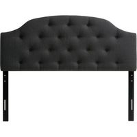 CorLiving - Diamond Button Arched Panel Tufted Fabric Queen Headboard - Dark Gray