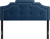 CorLiving - Crown Silhouette Button Tufting Fabric 57&quot; Double, Full Headboard - Navy Blue