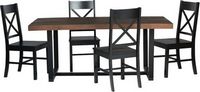 Walker Edison - Rectangular Farmhouse Wood Dining Table (Set of 5) - Mahogany/Black