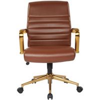 OSP Home Furnishings - Baldwin 5-Pointed Star Faux Leather Office Chair - Saddle