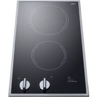 Summit Appliance - 12" Built-In Electric Cooktop with 2 Burners and Residual Heat Indicator - Black