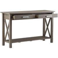 Simpli Home - Kitchener Rectangular Contemporary Wood 2-Drawer Console Table - Farmhouse Gray