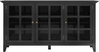 Simpli Home - Acadian SOLID WOOD 62 inch Wide Transitional Wide Storage Cabinet in - Black