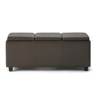 Simpli Home - Avalon 42 inch Wide Contemporary Rectangle Storage Ottoman - Chocolate Brown