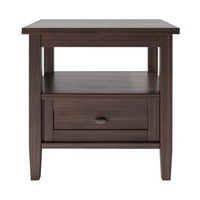 Simpli Home - Warm Shaker SOLID WOOD 20 inch Wide Rectangle Transitional End Table in - Warm Waln...