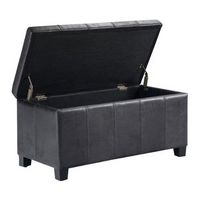 Simpli Home - Dover Rectangular Contemporary Wood/Foam Bench Ottoman With Inner Storage - Distres...