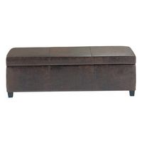 Simpli Home - Avalon Rectangular Contemporary Wood/Foam Bench Ottoman With Inner Storage - Distre...