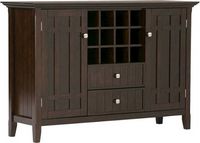 Simpli Home - Bedford Rustic Solid Wood 4-Shelf 2-Drawer Sideboard, Buffet, Credenza, and Wine Ra...