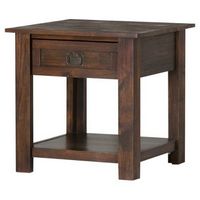 Simpli Home - Monroe Square Rustic Contemporary Solid Acacia Wood 1-Drawer End Side Table - Distr...