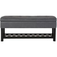 Simpli Home - Cosmopolitan Rectangular Traditional Wood/Plywood Bench Ottoman With Inner Storage ...