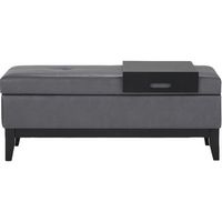 Simpli Home - Oregon Storage Ottoman Bench with Tray - Stone Gray