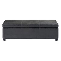 Simpli Home - Avalon Rectangular Contemporary Wood/Foam Bench Ottoman With Inner Storage - Distre...