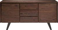 Simpli Home - Lowry Solid Acacia Wood and Metal 3-Drawer Sideboard Buffet - Distressed Charcoal B...