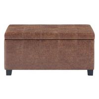 Simpli Home - Dover Rectangular Contemporary Wood/Foam Bench Ottoman With Inner Storage - Distres...