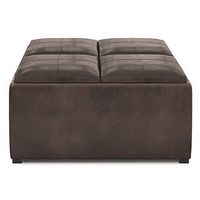 Simpli Home - Avalon 35 inch Wide Contemporary Square Coffee Table Storage Ottoman - Distressed B...