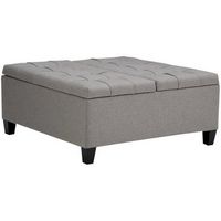 Simpli Home - Harrison 36 inch Wide Transitional Square Coffee Table Storage Ottoman in Dove Grey...