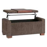 Simpli Home - Bretton Rectangular Contemporary Metal/Fabric Ottoman With Inner Storage - Deep Umb...