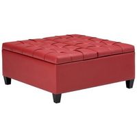 Simpli Home - Harrison 36 inch Wide Transitional Square Coffee Table Storage Ottoman in Faux Leat...
