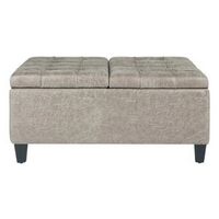 Simpli Home - Harrison 36 inch Wide Transitional Square Coffee Table Storage Ottoman in Distresse...
