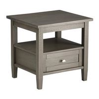 Simpli Home - Warm Shaker SOLID WOOD 20 inch Wide Rectangle Transitional End Side Table in Farmho...