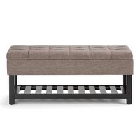 Simpli Home - Saxon 44 inch Wide Traditional Rectangle Storage Ottoman Bench - Fawn Brown