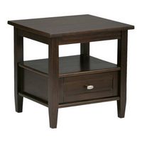 Simpli Home - Warm Shaker SOLID WOOD 20 inch Wide Rectangle Transitional End Side Table in - Toba...