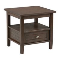 Simpli Home - Warm Shaker SOLID WOOD 20 inch Wide Rectangle Transitional End Side Table in - Farm...